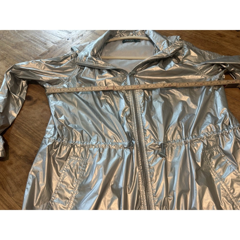 Lauren Ralph Lauren Metallic Silver Hooded Jacket Full Zip Windbreaker Sz 1X - Picture 9 of 12